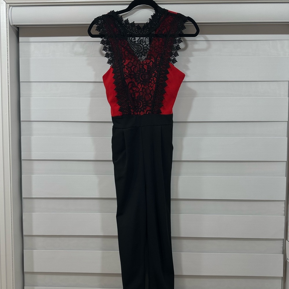 Red and black lace jumpsuit